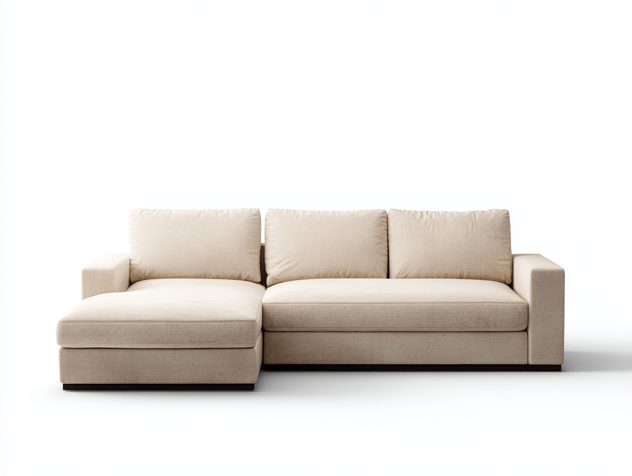 Canapé d’angle en tissu 280×165 cm – beige – avec méridienne – style moderne minimaliste-Shelterano