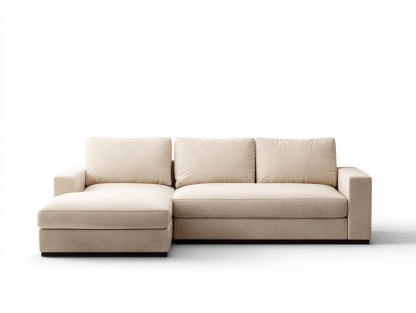 Canapé d’angle en tissu 280×165 cm – beige – avec méridienne – style moderne minimaliste-Shelterano