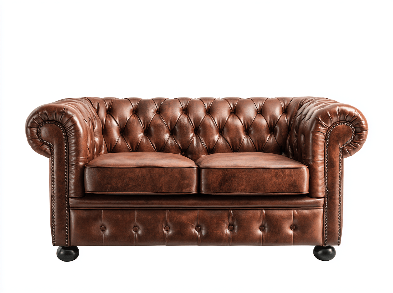 Canapé simili cuir marron foncé 2 places – style Chesterfield – assise capitonnée élégante-Shelterano
