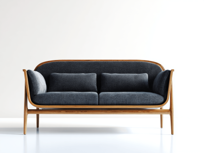 Canapé en tissu 155×88×82 cm – gris foncé – style moderne avec structure en bois et coussins-Shelterano