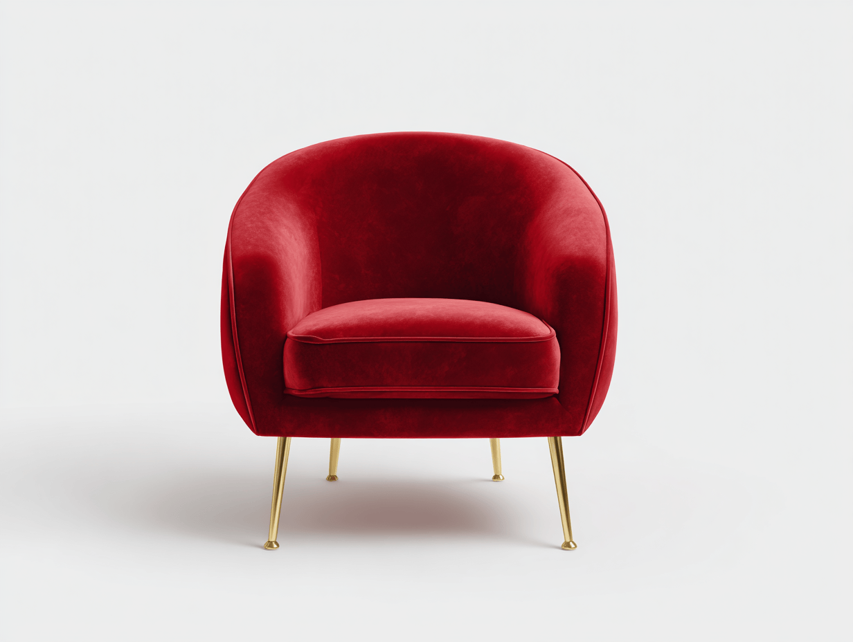 Fauteuil velours 82×77×83 cm – rouge – style contemporain avec pieds dorés-Shelterano