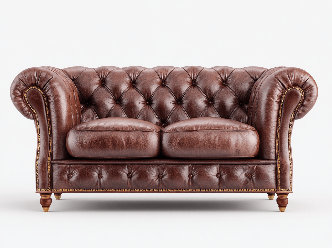 Canapé simili cuir marron 2 places – style Chesterfield – capitonnage classique salon-Shelterano