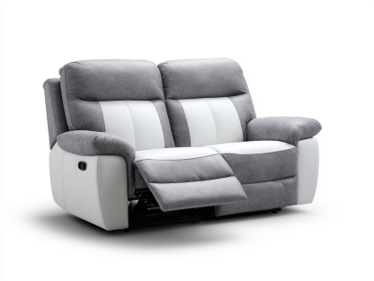 Canapé relaxation 2 places tissu bicolore gris et blanc 160×95 cm – style moderne inclinable-Shelterano
