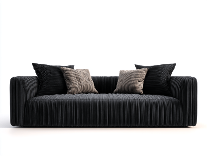 Canapé tissu 2 places 180×95×75 cm – noir – design moderne côtelé-Shelterano