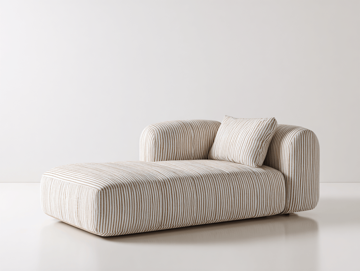 Canapé en tissu – beige à rayures – style moderne avec coussin-Shelterano