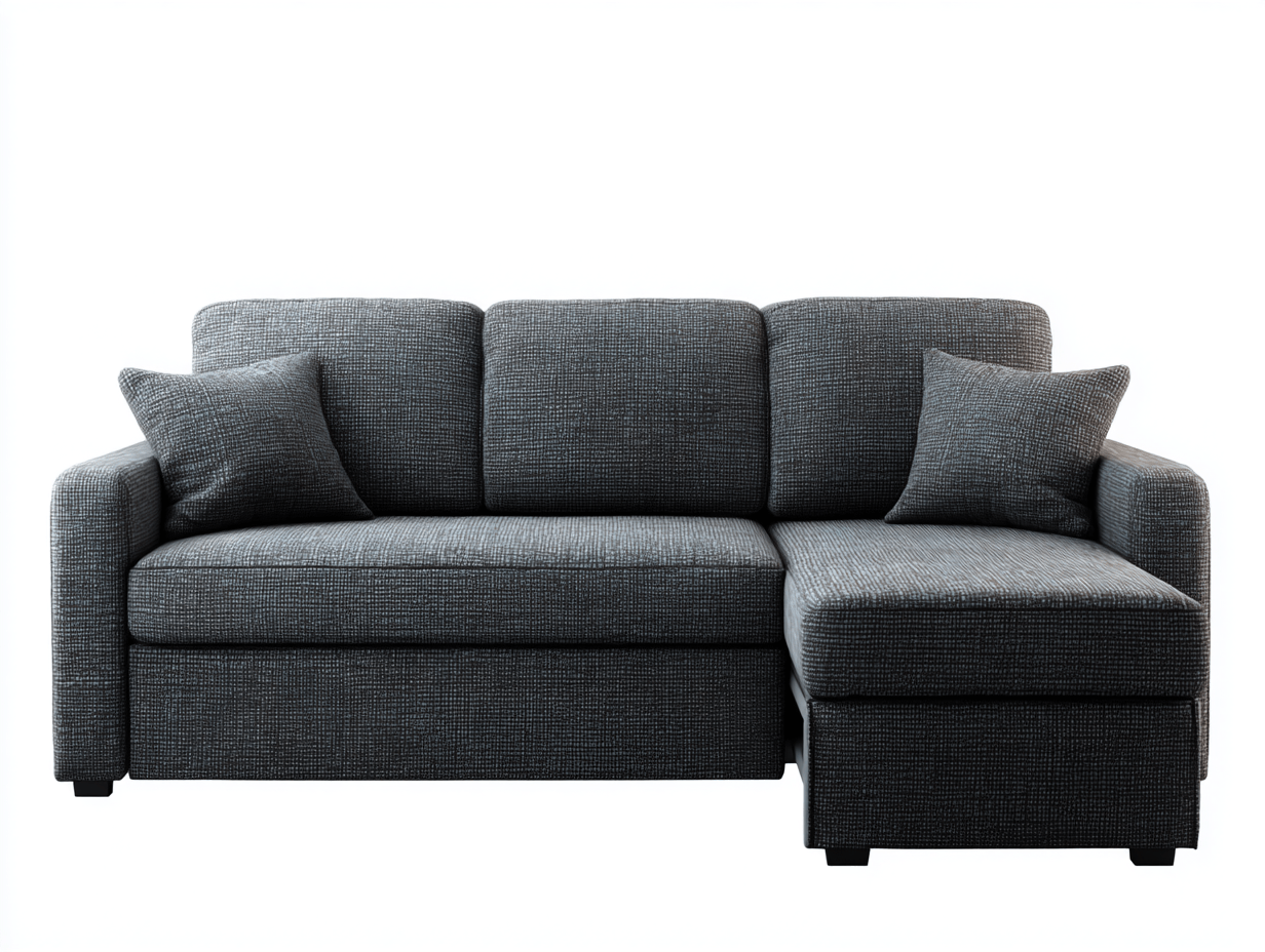 Canapé d’angle – tissu gris foncé 245×160 cm – design moderne avec coussins-Shelterano