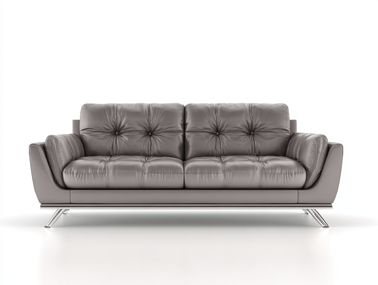 Canapé simili cuir 200×90 cm – gris – style moderne avec assise capitonnée-Shelterano