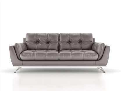 Canapé simili cuir 200×90 cm – gris – style moderne avec assise capitonnée-Shelterano