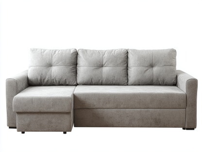 Canapé d’angle en tissu 260×165 cm – gris clair – style moderne avec méridienne et fonction convertible-Shelterano