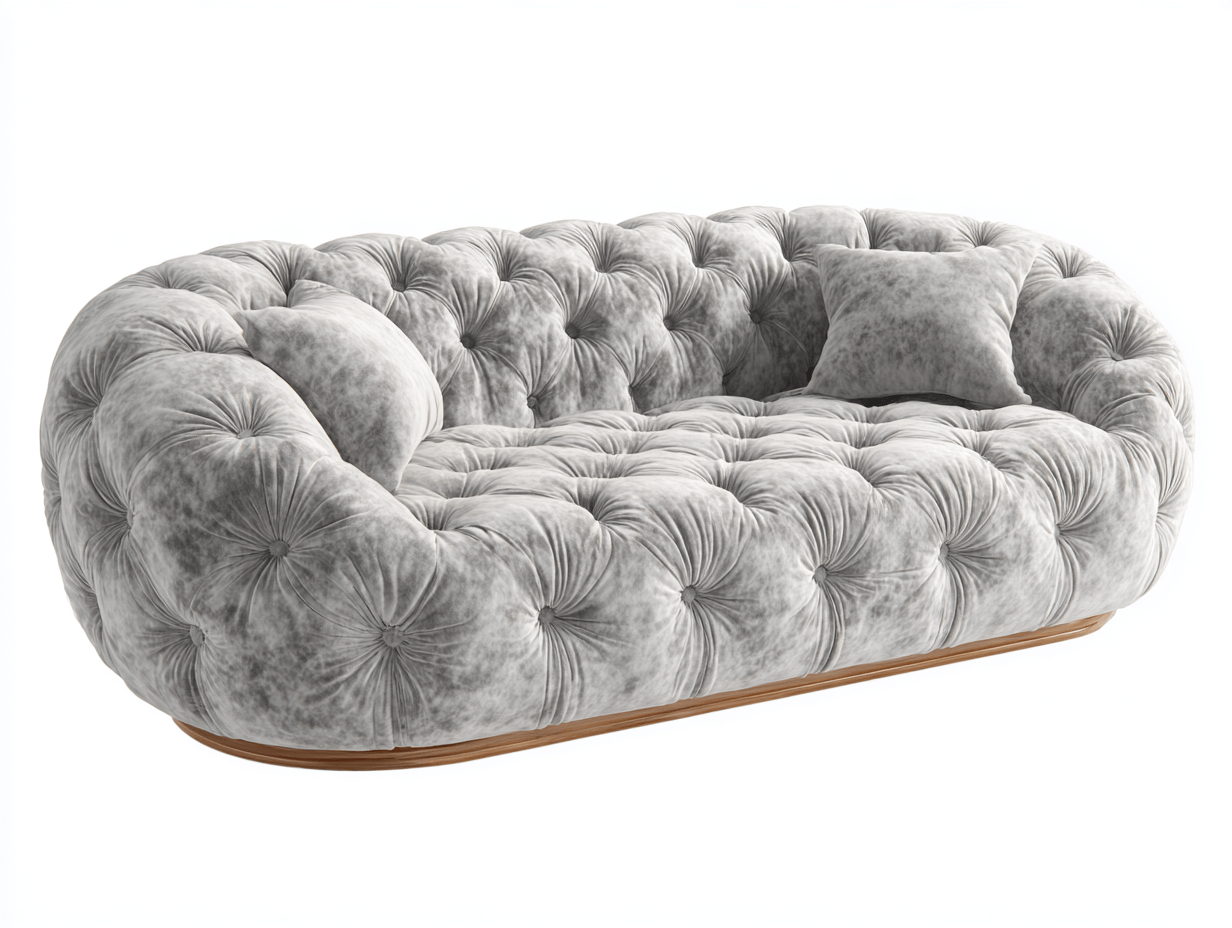 Canapé tissu velours 210×95 cm – gris clair – style capitonné contemporain avec coussins-Shelterano