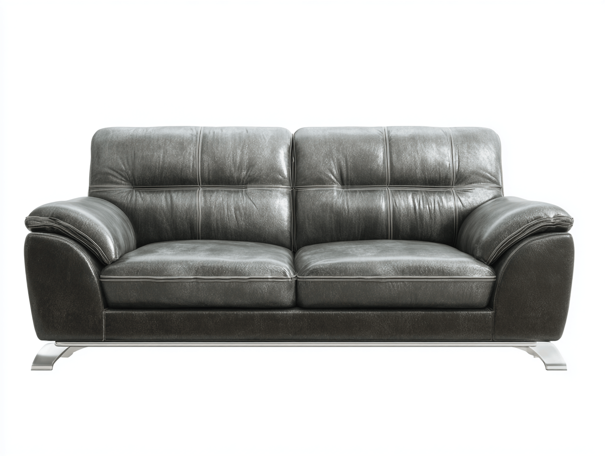 Canapé simili cuir 195×90 cm – gris anthracite – style contemporain avec accoudoirs rembourrés-Shelterano