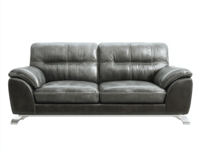 Canapé simili cuir 195×90 cm – gris anthracite – style contemporain avec accoudoirs rembourrés-Shelterano