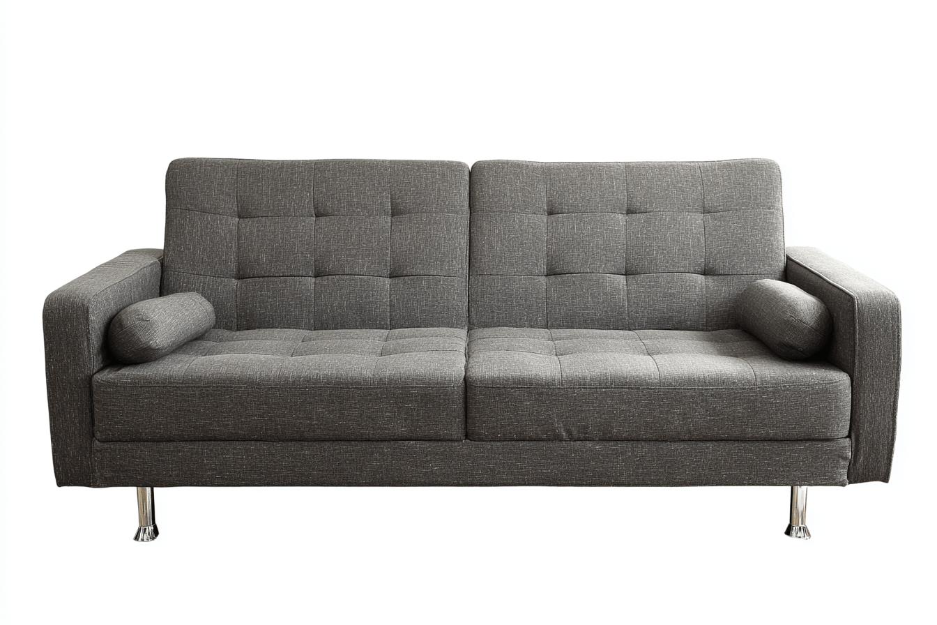 Canapé 2 places en tissu 190×90 cm – gris foncé – style moderne avec coussins cylindriques et fonction convertible-Shelterano