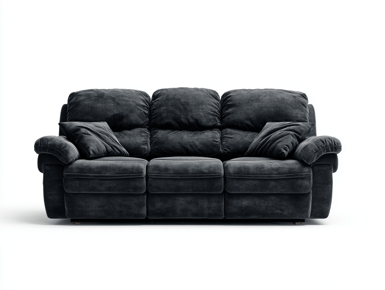 Canapé tissu 3 places 210×95×100 cm – noir – style classique avec coussins d’assise et dossier rembourrés-Shelterano