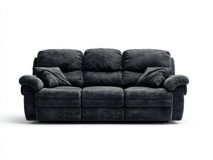 Canapé tissu 3 places 210×95×100 cm – noir – style classique avec coussins d’assise et dossier rembourrés-Shelterano