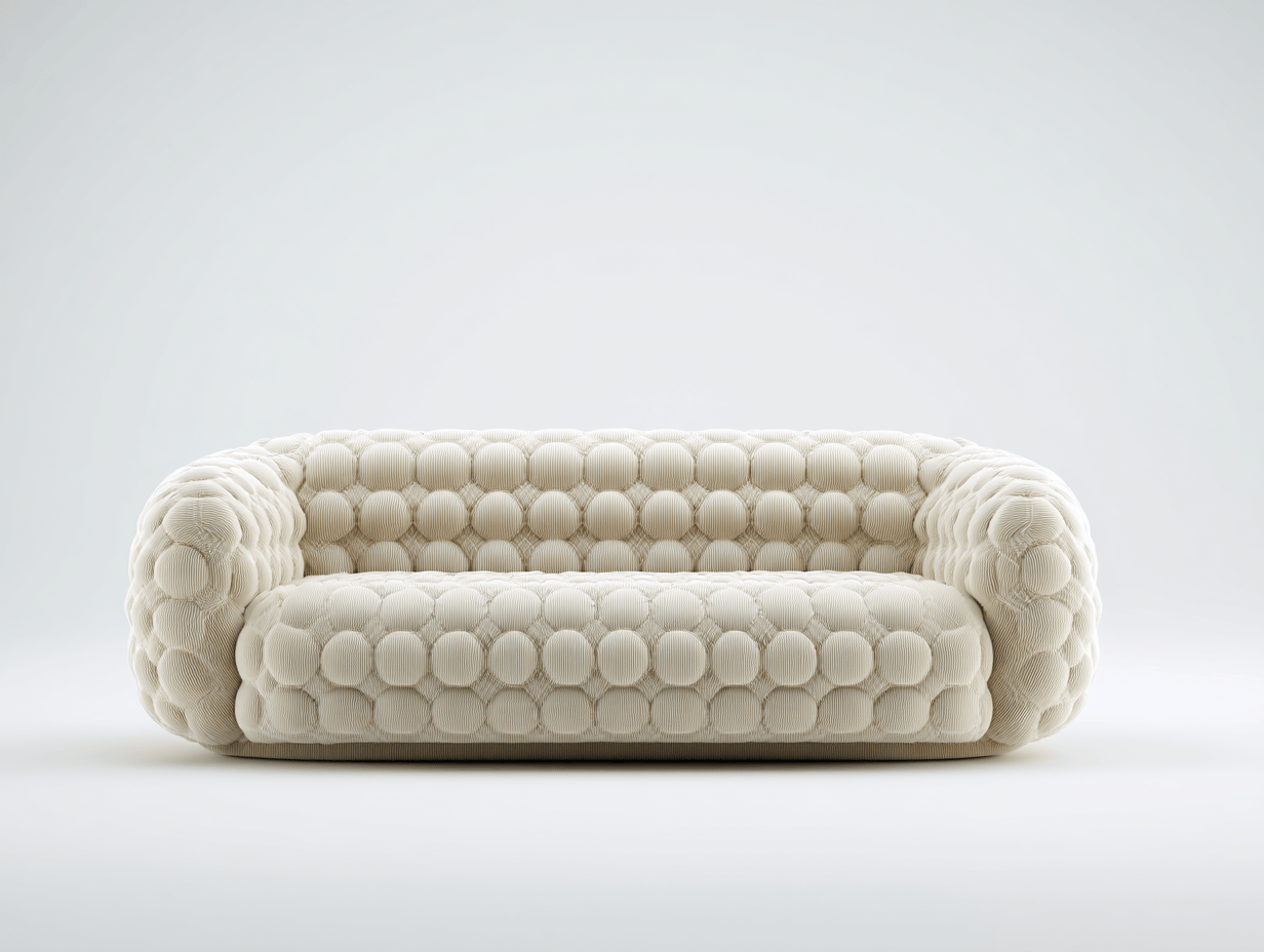 Canapé 3 places tissu matelassé 210×100 cm – beige – design moderne capitonné-Shelterano