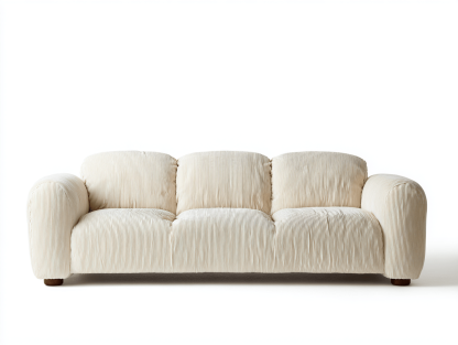 Canapé tissu 3 places 225×95×85 cm – blanc – design moderne avec assise profonde-Shelterano