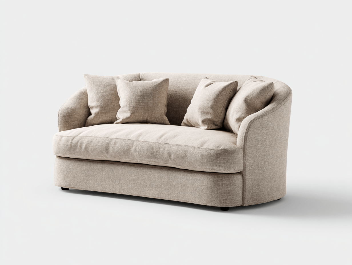 Canapé 2 places tissu 165×95 cm – beige – design contemporain avec coussins inclus-Shelterano