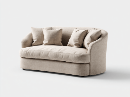 Canapé 2 places tissu 165×95 cm – beige – design contemporain avec coussins inclus-Shelterano