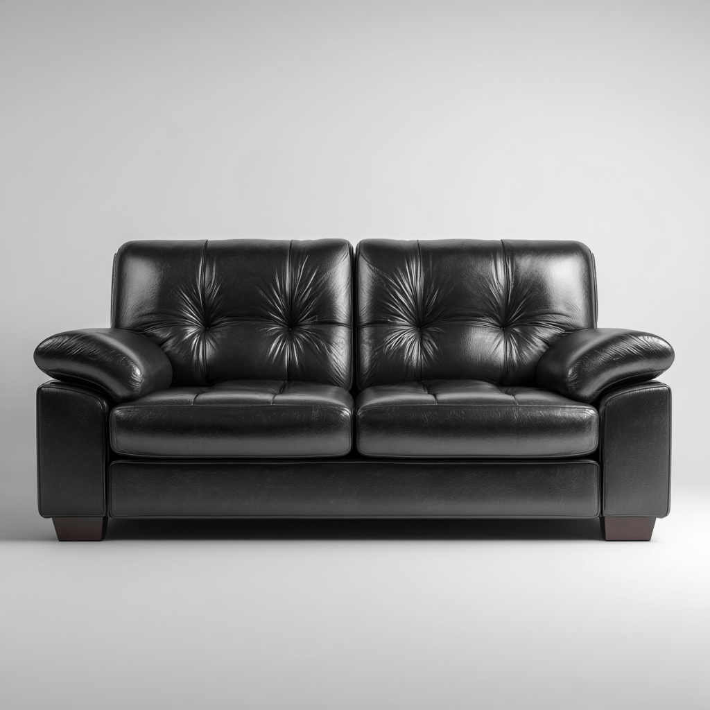 Canapé simili cuir noir 2 places 168×92×90 cm – coussins rembourrés – style moderne contemporain-Shelterano
