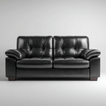 Canapé simili cuir noir 2 places 168×92×90 cm – coussins rembourrés – style moderne contemporain-Shelterano