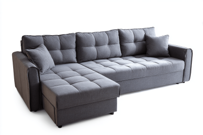 Canapé d’angle méridienne tissu 260×190 cm – gris foncé – avec fonction convertible et coussins assortis-Shelterano