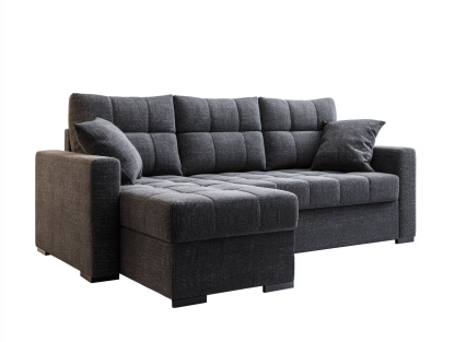 Canapé d’angle en tissu 250×160 cm – gris foncé – style moderne avec méridienne-Shelterano