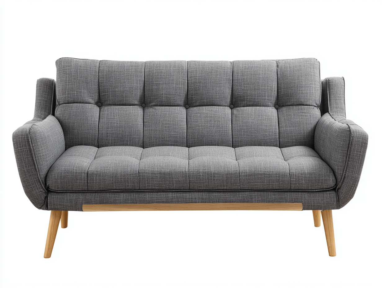 Canapé tissu 180×85 cm – gris foncé – style scandinave avec piètement en bois-Shelterano