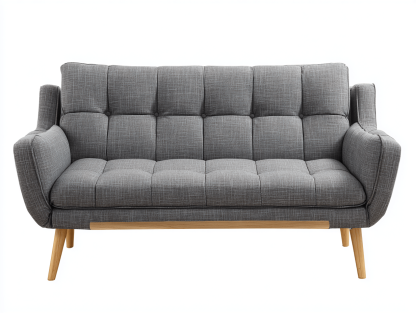 Canapé tissu 180×85 cm – gris foncé – style scandinave avec piètement en bois-Shelterano