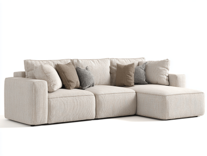 Canapé d’angle – tissu beige 265×170 cm – design moderne avec coussins décoratifs-Shelterano