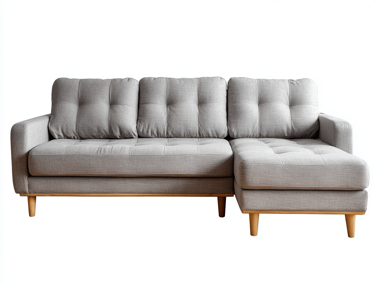 Canapé d’angle en tissu 270×160 cm – gris – avec méridienne – style scandinave-Shelterano