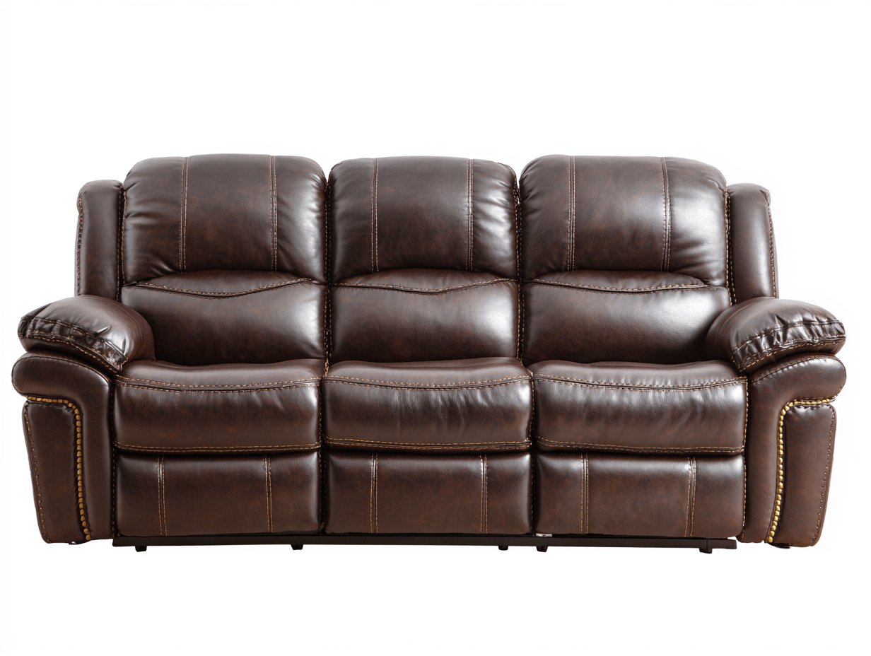 Canapé simili cuir inclinable 3 places 215×95×100 cm – marron foncé – avec accoudoirs rembourrés-Shelterano