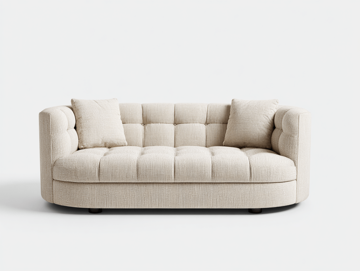 Canapé 2 places tissu capitonné 165×95 cm – beige – style moderne avec coussins-Shelterano