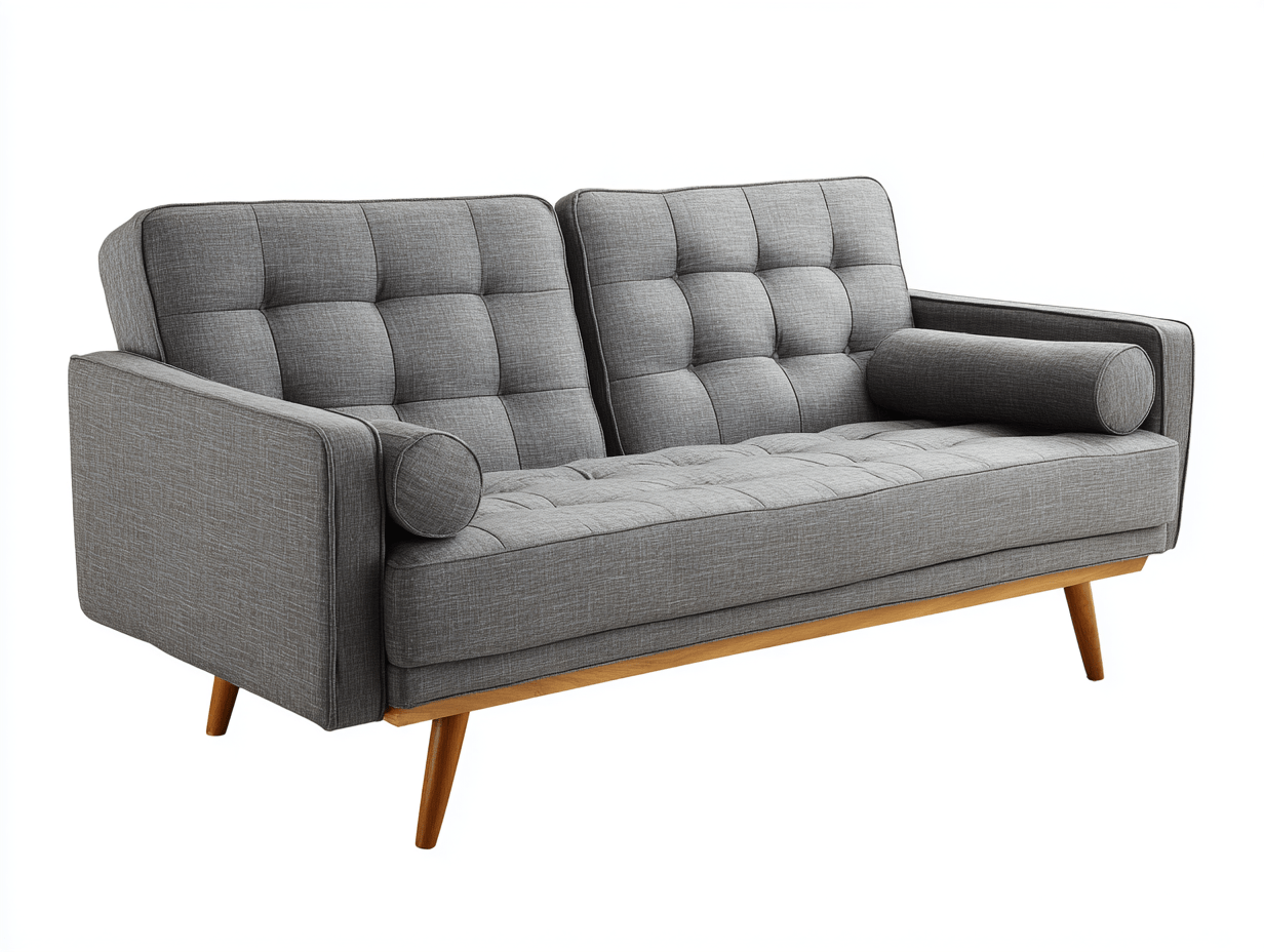 Canapé tissu 190×88 cm – gris foncé – style scandinave avec coussins cylindriques-Shelterano