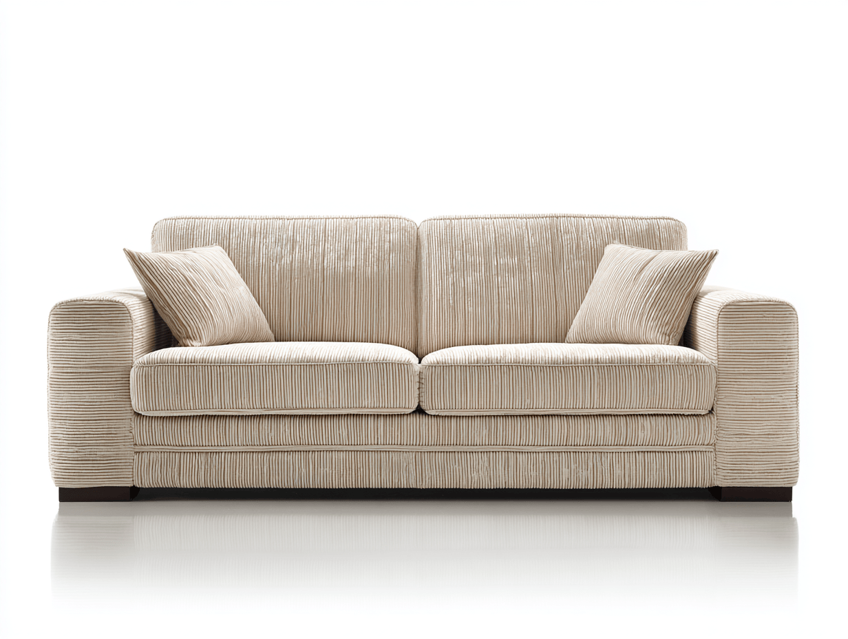 Canapé 2 places tissu côtelé 165×95 cm – beige – style contemporain avec coussins-Shelterano