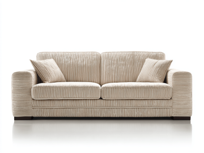 Canapé 2 places tissu côtelé 165×95 cm – beige – style contemporain avec coussins-Shelterano