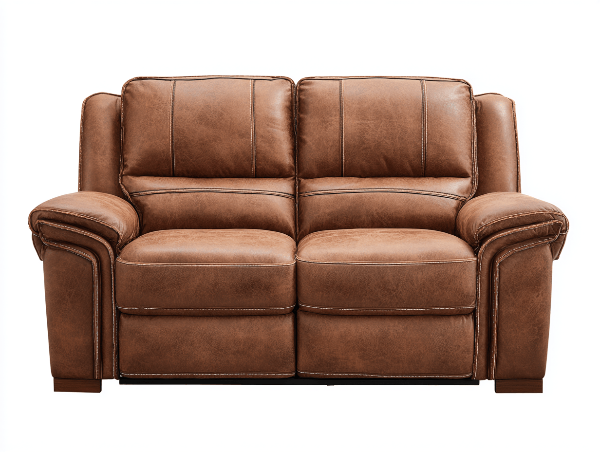 Canapé simili cuir marron clair 2 places 160×95×100 cm – assise ergonomique – style moderne confortable-Shelterano