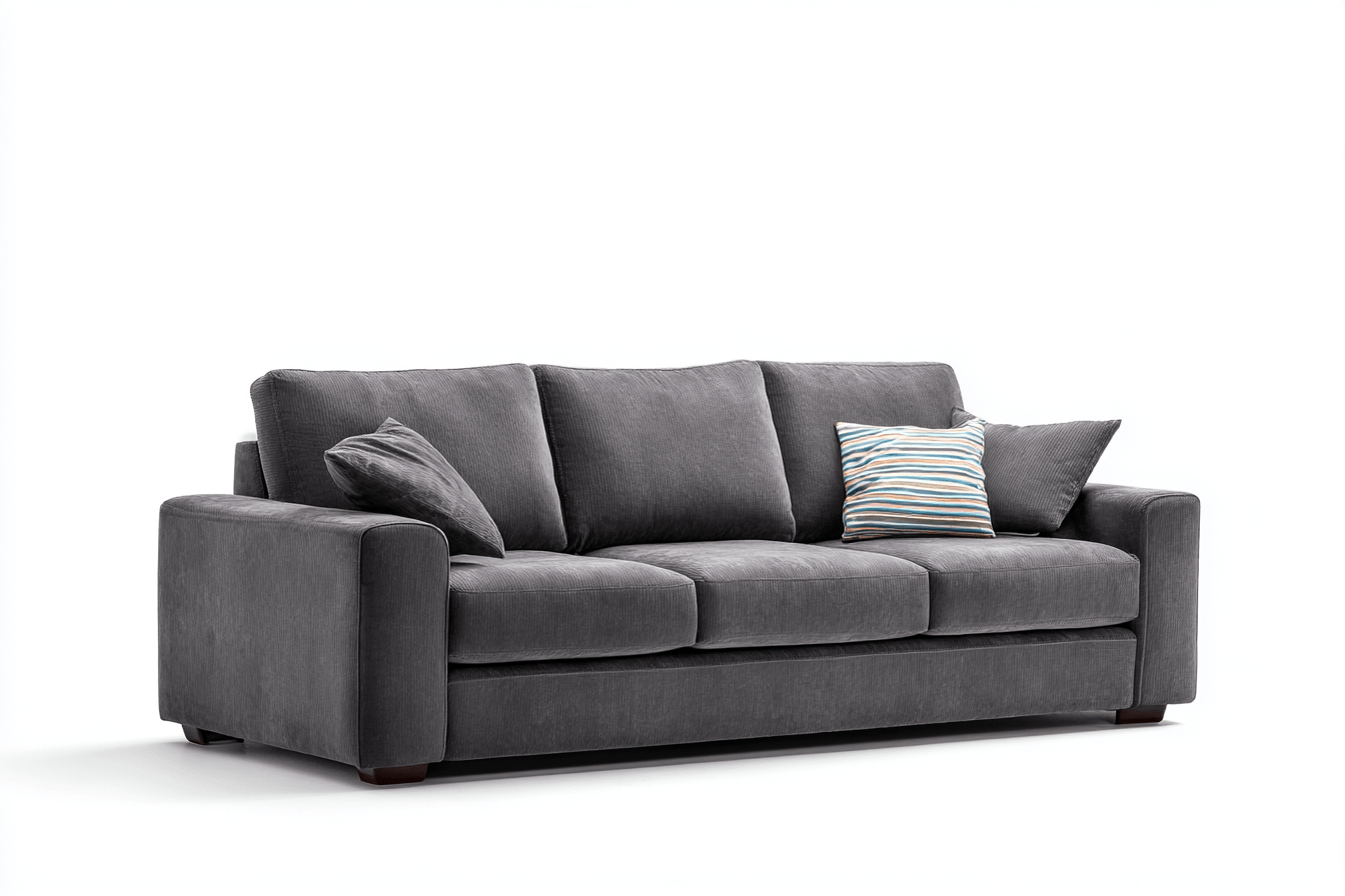 Canapé 3 places tissu 210×95 cm – gris anthracite – style moderne avec coussins décoratifs-Shelterano