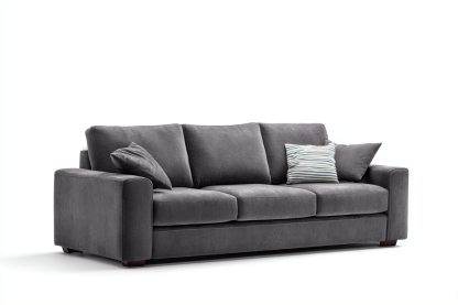 Canapé 3 places tissu 210×95 cm – gris anthracite – style moderne avec coussins décoratifs-Shelterano