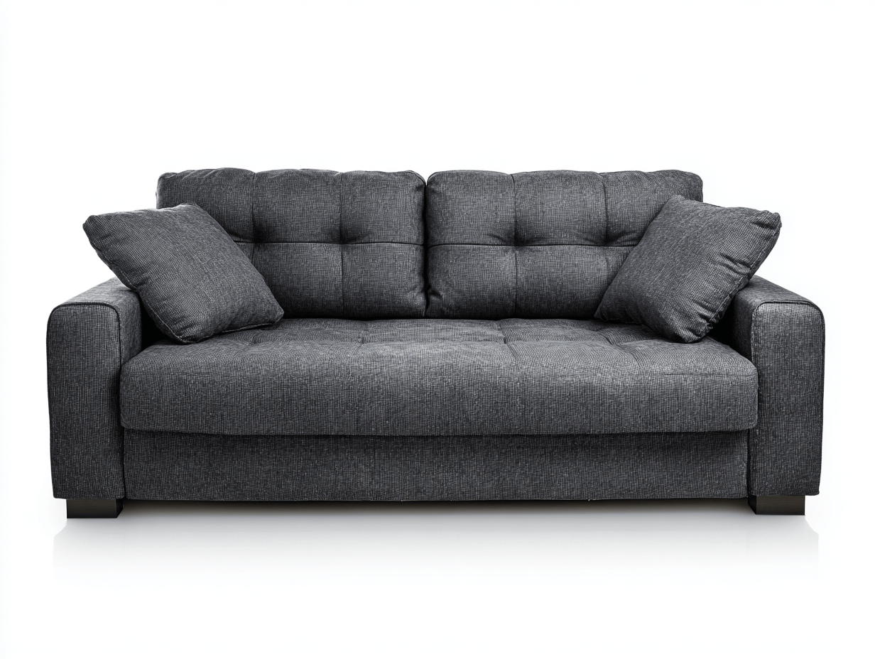 Canapé convertible tissu 190×95 cm – gris foncé – style capitonné avec coussins-Shelterano