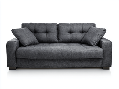 Canapé convertible tissu 190×95 cm – gris foncé – style capitonné avec coussins-Shelterano