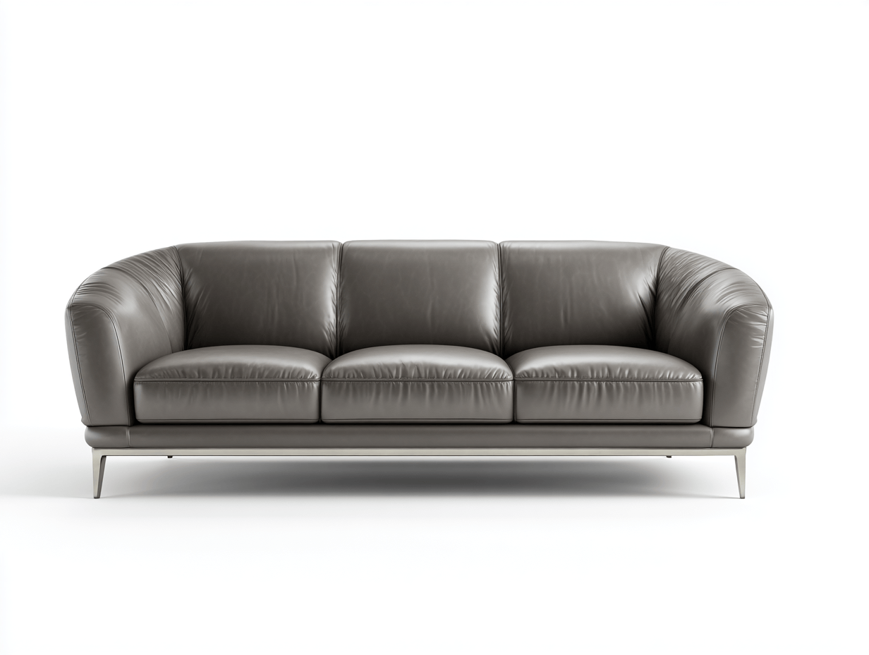 Canapé simili cuir 200×90 cm – gris taupe – style contemporain avec dossier arrondi-Shelterano