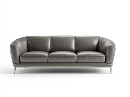 Canapé simili cuir 200×90 cm – gris taupe – style contemporain avec dossier arrondi-Shelterano