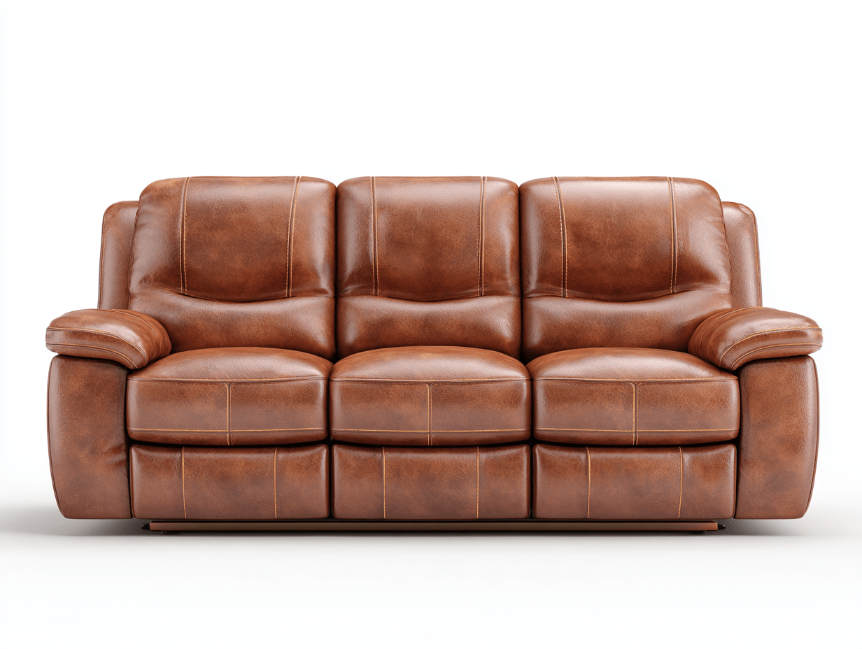 Canapé simili cuir 210×95 cm – brun – style relaxation 3 places avec dossiers inclinables et coutures contrastées-Shelterano