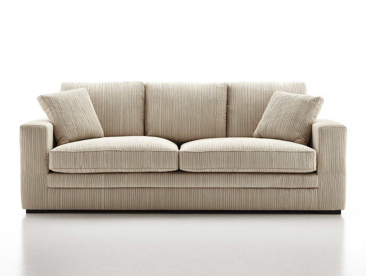 Canapé 3 places tissu côtelé 200×95 cm – beige – style contemporain avec coussins-Shelterano