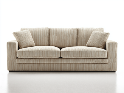 Canapé 3 places tissu côtelé 200×95 cm – beige – style contemporain avec coussins-Shelterano