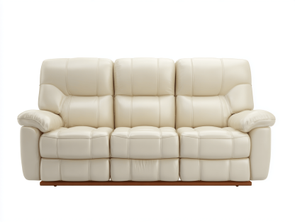 Canapé 3 places en simili cuir 210×95×100 cm – crème – dossier inclinable et assise rembourrée-Shelterano