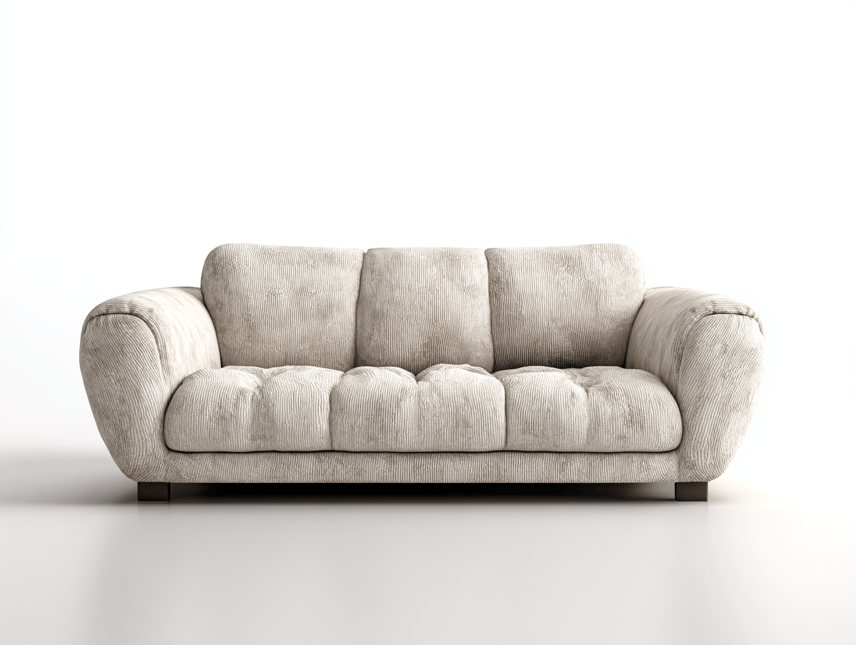 Canapé 3 places tissu côtelé 210×100 cm – beige – design contemporain avec assise moelleuse-Shelterano