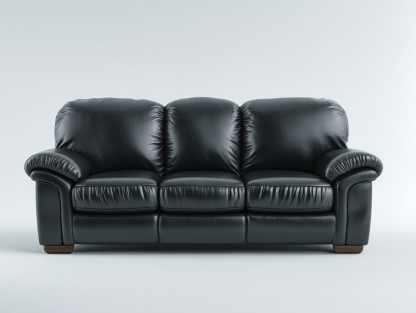 Canapé simili cuir noir 3 places 218×96×92 cm – accoudoirs rembourrés – style classique confort supérieur-Shelterano