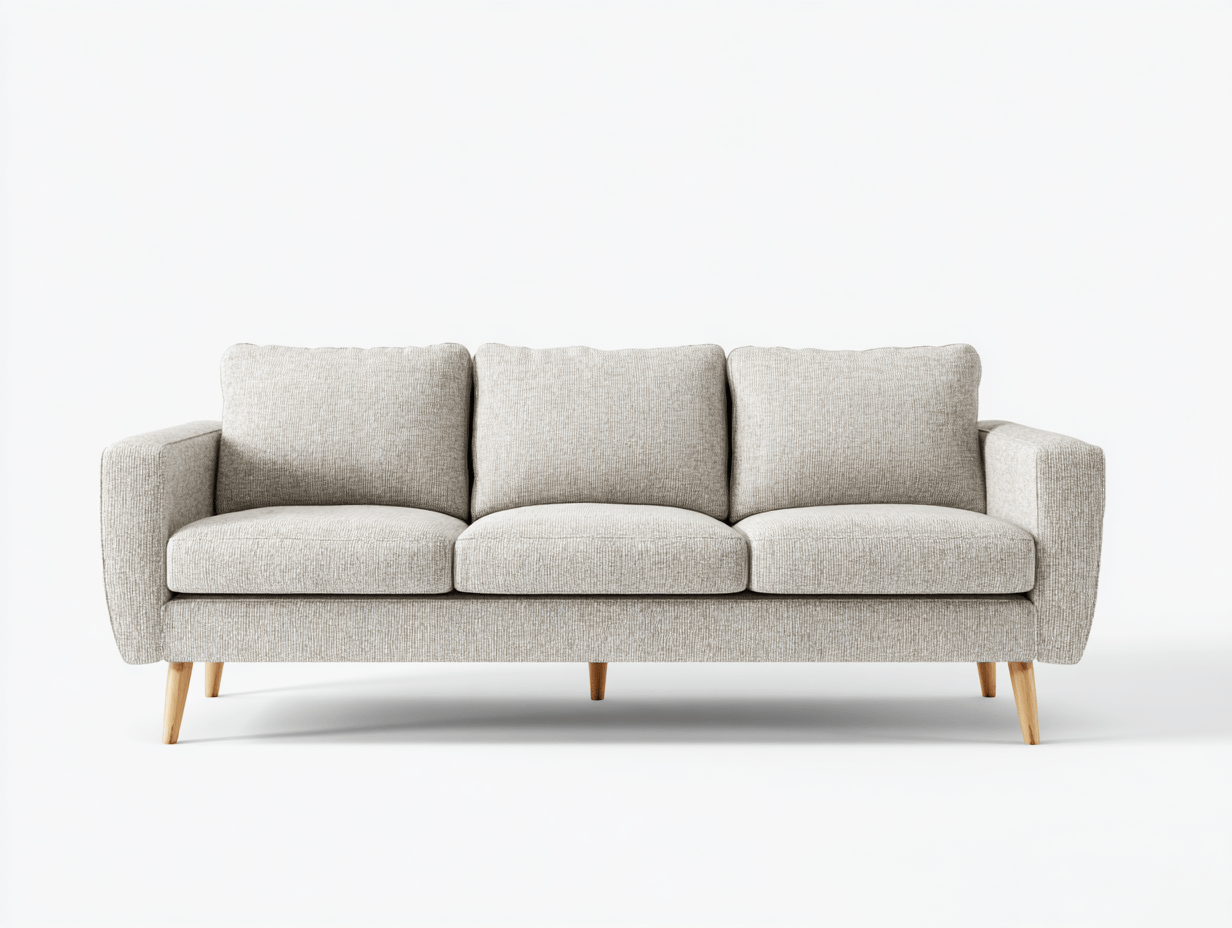Canapé en tissu 210×90×85 cm – gris clair – style scandinave moderne avec coussins-Shelterano